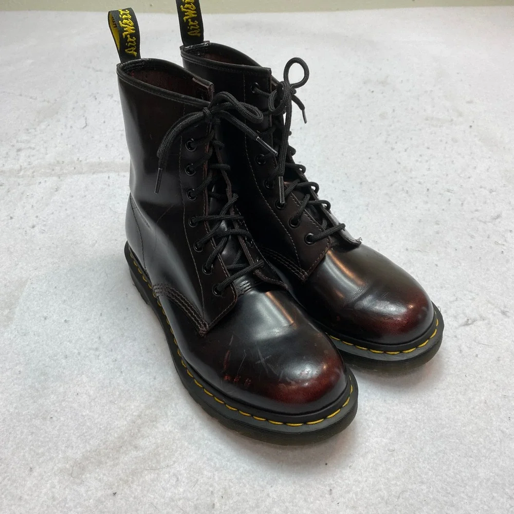 Dr. Martens 1460 Boots Mens 10 Cherry Red Arcadia Leather 8-Eye Lace Up